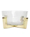 Classic Touch Hammered Glass Bowl On Block Base In Gold