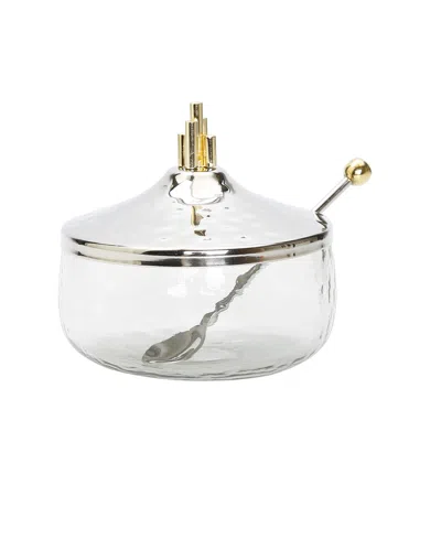 Classic Touch Honey Dish With Stainless Steel Lid And Symmetric Design In Animal Print