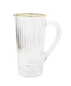 Classic Touch Linear Design Rimmed Pitcher In White