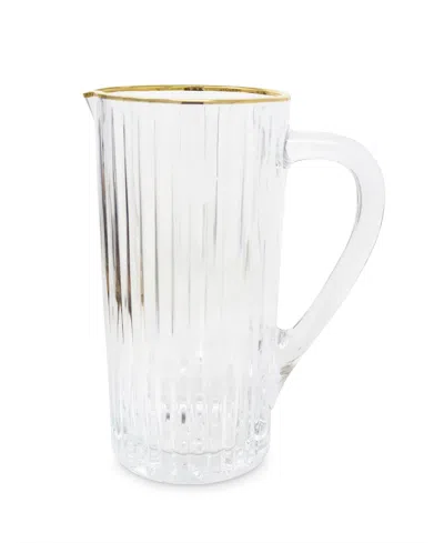 Classic Touch Linear Design Rimmed Pitcher In White