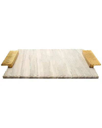 Classic Touch Marble Tray In Brown