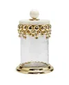 Classic Touch Medium Hammered Glass Canisters With Design And Marble In Gold
