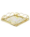 Classic Touch Mirror Napkin Holder With Leaf Design In Gold-tone