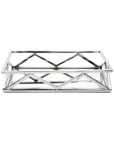 Classic Touch Oblong Mirror Tray In Silver