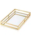 Classic Touch Oblong Mirror Tray With Gold Walls