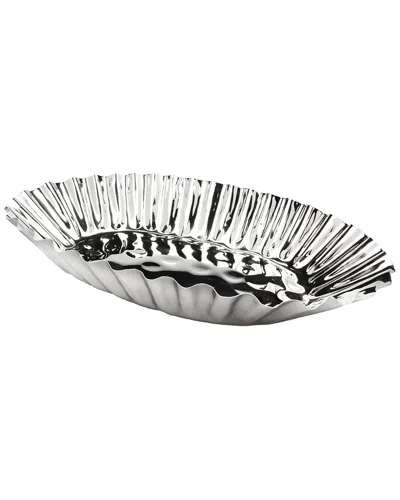 Classic Touch Oval Shaped Stainless Steel Dish With Rippled Design In Metallic