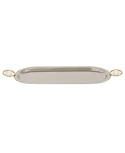 Classic Touch Oval Tray, 23.2" In Silver