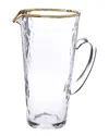 Classic Touch Pebble Glass Pitcher With Gold Rim With Handle