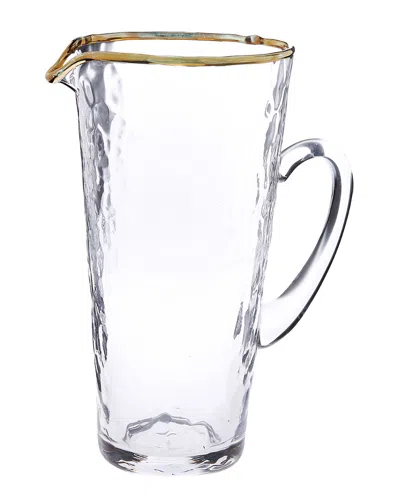 CLASSIC TOUCH CLASSIC TOUCH PEBBLE GLASS PITCHER WITH GOLD RIM WITH HANDLE