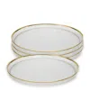 Classic Touch Pebbled Glass Charger Plates Raised Rim With Border, Set Of 4 In Gold
