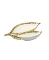 Classic Touch Porcelain Leaf Relish Dish With Rim In White