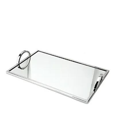 Classic Touch Rectangular Mirror Tray In Silver