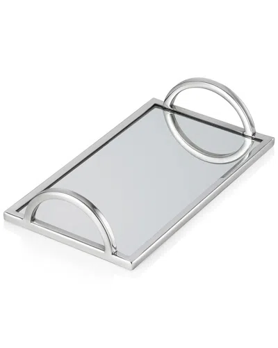 Classic Touch Rectangular Mirror Tray With Loop Handles In Metallic