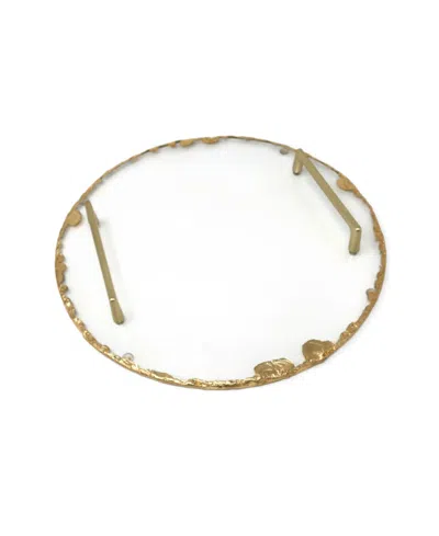 Classic Touch Round Glass Tray With Gold-tone Rim And Handles, 13" D