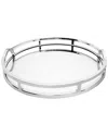 Classic Touch Round Mirror Tray With Modern Loop Design In Silver