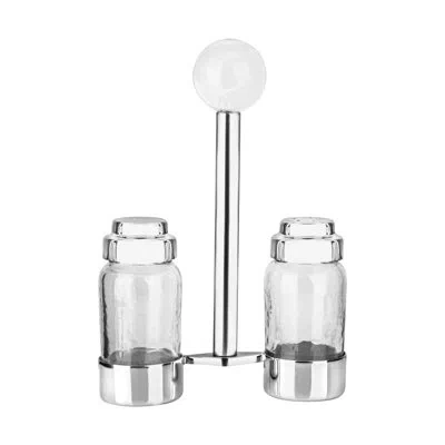 Classic Touch Salt And Pepper Shaker With Clear Knob In Silver,clear