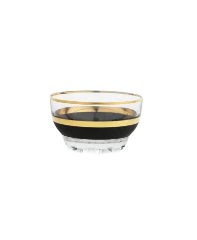 Classic Touch Set Of 6 Dessert Bowls With Black And Gold Design In Black,gold