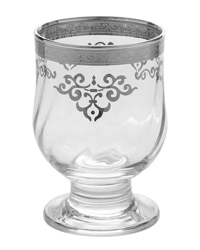 Classic Touch Set Of 6 Short Stem Water Glasses With Silver Design In Metallic