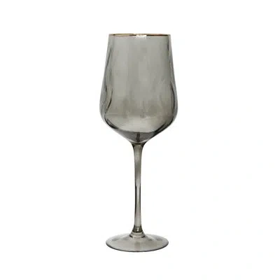Classic Touch Set Of 6 Smoked Wine Glasses