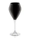 Classic Touch Set Of 6 V-shaped Wine Glasses Black With Clear Stem