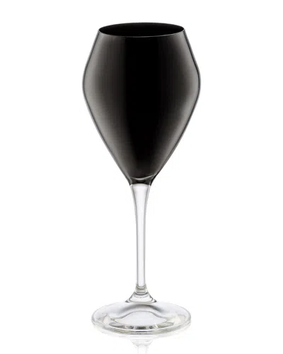 CLASSIC TOUCH CLASSIC TOUCH SET OF 6 V-SHAPED WINE GLASSES BLACK WITH CLEAR STEM