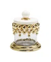 Classic Touch Small Hammered Glass Canisters With Design And Marble Lid In Gold