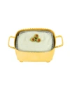 Classic Touch Small Square Beaded Candy, Dip Bowl And Spoon In Silver - Tone