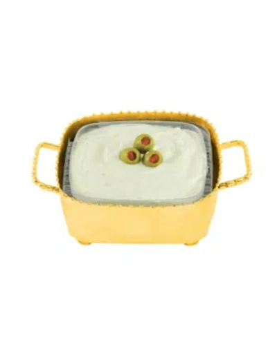 CLASSIC TOUCH SMALL SQUARE BEADED CANDY, DIP BOWL AND SPOON