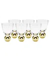 Classic Touch Small Wine Glasses On Gold Ball Pedestal, Set Of 6 In Gold