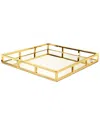 Classic Touch Square Mirror Tray With Gold Walls In Gold