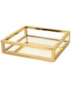 Classic Touch Square Mirrored Napkin Holder With Gold Walls In Gold