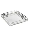 Classic Touch Square Mirror Tray In Silver