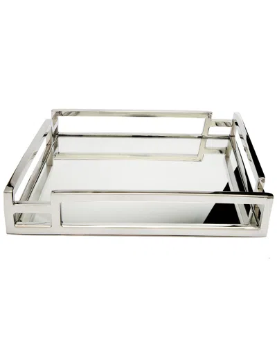 CLASSIC TOUCH CLASSIC TOUCH SQUARE MIRROR TRAY WITH LAYERED LOOP DESIGN