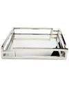 Classic Touch Square Mirror Tray In Silver