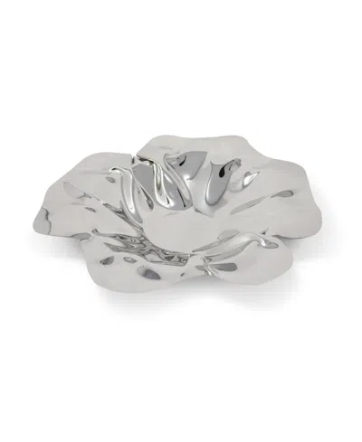 Classic Touch Stainless Steel Crumpled Bowl In Silver