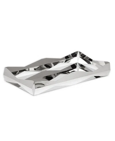 Classic Touch Stainless Steel Oblong Tray With V Design, 15.75" L In Silver