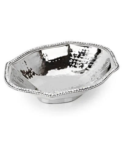 Classic Touch Stainless Steel Octagonal Dish With Diamonds In Silver