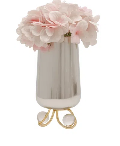 Classic Touch Vase With Clear Ball Base, 10.6" In Pink