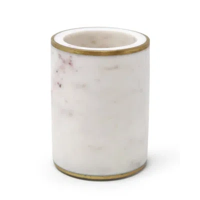 Classic Touch White Marble Cup With Gold Rim