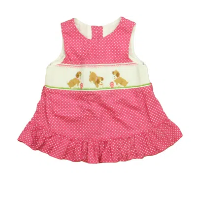 Classic Whimsy Kids' Girls Pink White Dogs Blouse
