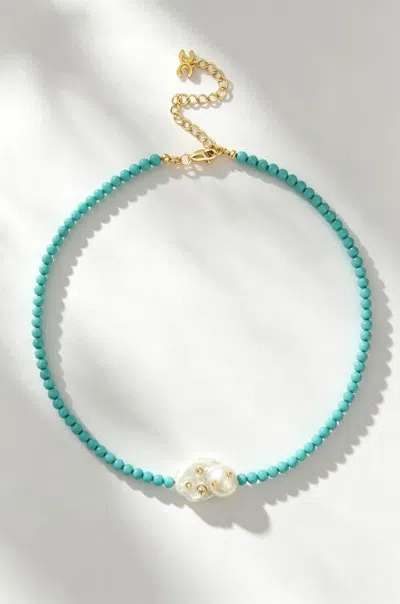 Classicharms Alba Turquoise & Baroque Pearl Necklace In Multi