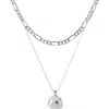 Classicharms Aria Gemstone Pendant Necklace And Figaro Chain Layering Set In Metallic