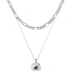 Classicharms Aria Gemstone Pendant Necklace And Figaro Chain Layering Set In Metallic