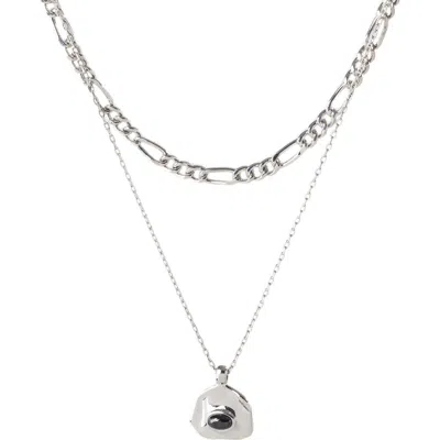 CLASSICHARMS CLASSICHARMS ARIA GEMSTONE PENDANT NECKLACE AND FIGARO CHAIN LAYERING SET