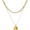 Classicharms Aria Gemstone Pendant Necklace And Figaro Chain Layering Set In Gold
