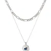 Classicharms Aria Gemstone Pendant Necklace And Figaro Chain Layering Set In Metallic