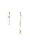 Classicharms Asymmetrical Molten Baroque Pearl Earrings In Gold