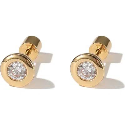 Classicharms Aurora Bezel Set Solitaire Stud Earrings In Gold