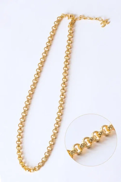 Classicharms Carved Rolo Chain Choker Necklace In Gold