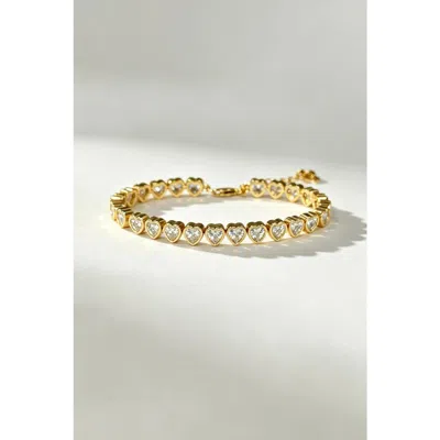 Classicharms Cubic Zirconia Heart Tennis Bracelet In Gold